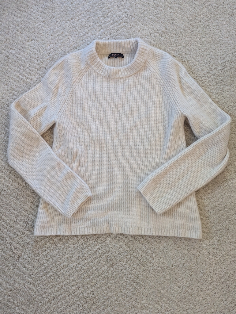 Quince Mongolian Cashmere Fisherman Crewneck Sweater In Cream